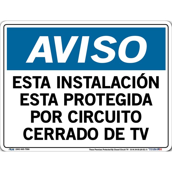 Vinyl Label Sign, 9-1/2" Height, 12-1/2" Width, Vinyl Label, Rectangle, Spanish